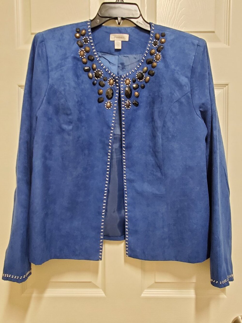 Royal Blue Embellished Velour Blazer